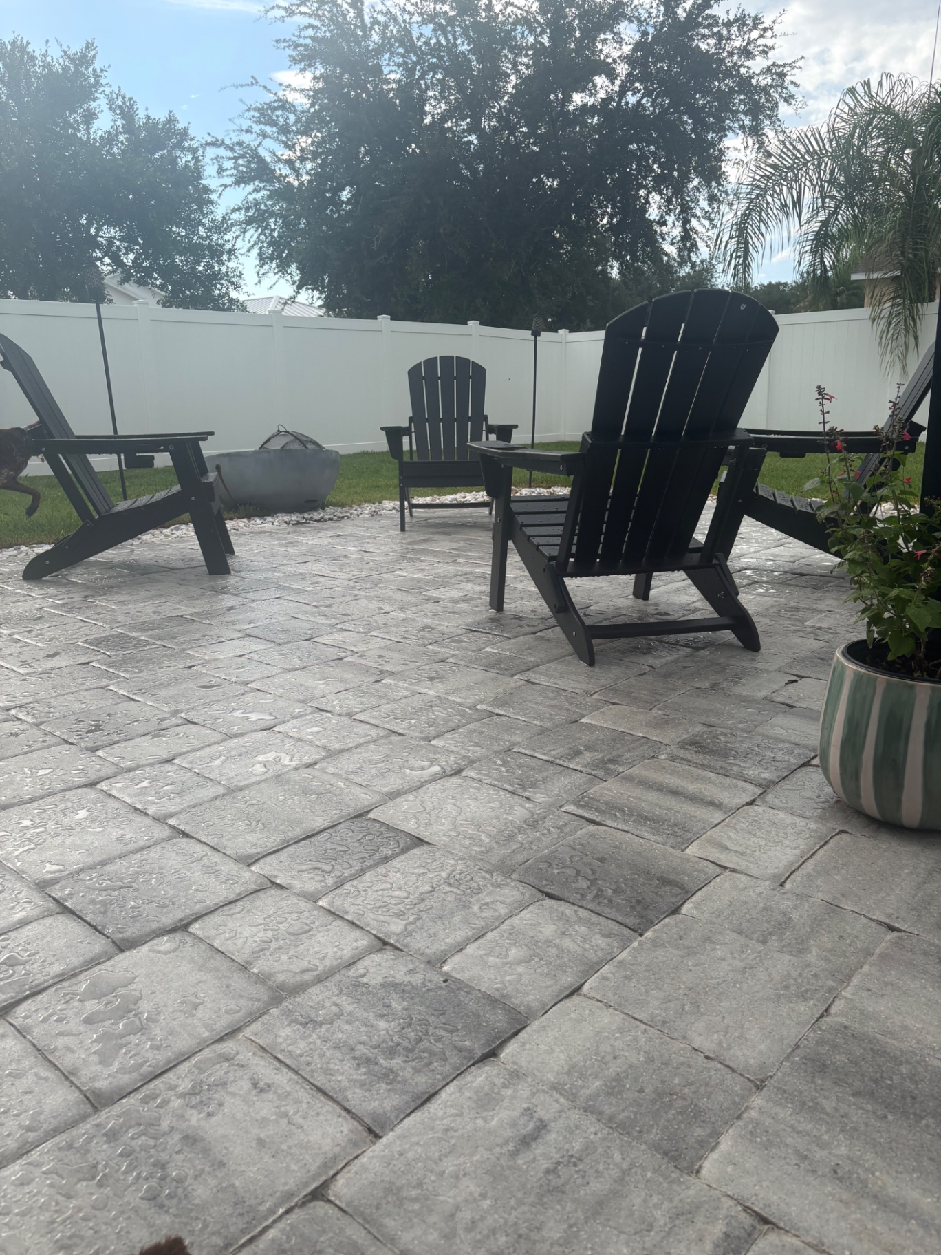 Freshly cleaned backyard paver patio at a Chelsea Oaks home in Parrish
