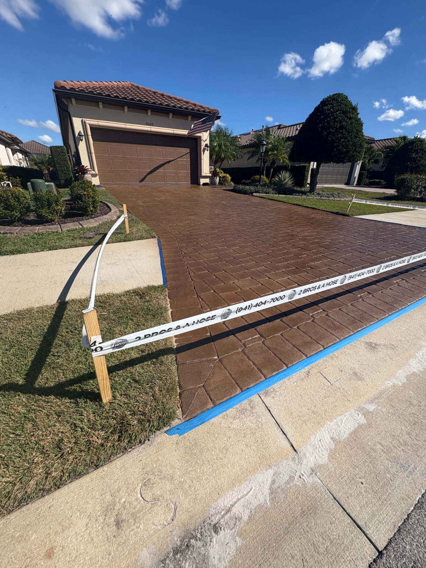 Paver driveway sealing project finished at an Esplanade Golf & Country Club home
