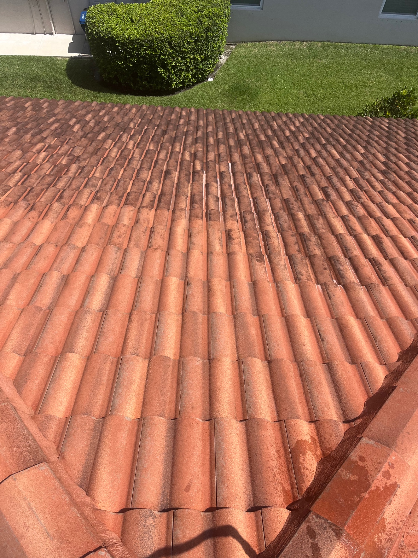 Close-up of cleaned tile roofing at a Greyhawk Landing home