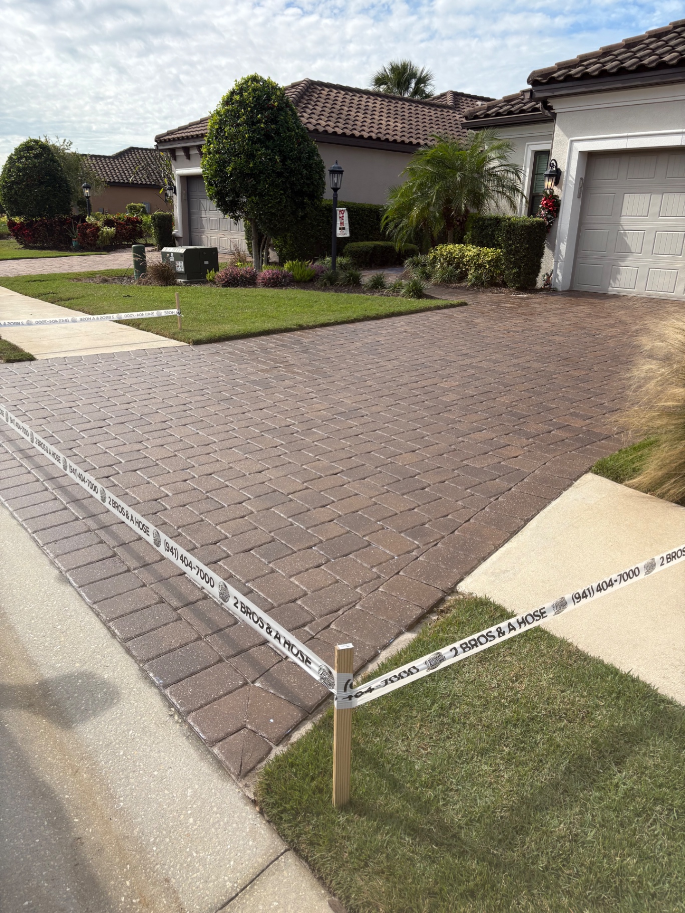 Sealed paver driveway at an Esplanade Golf & Country Club Lakewood Ranch home