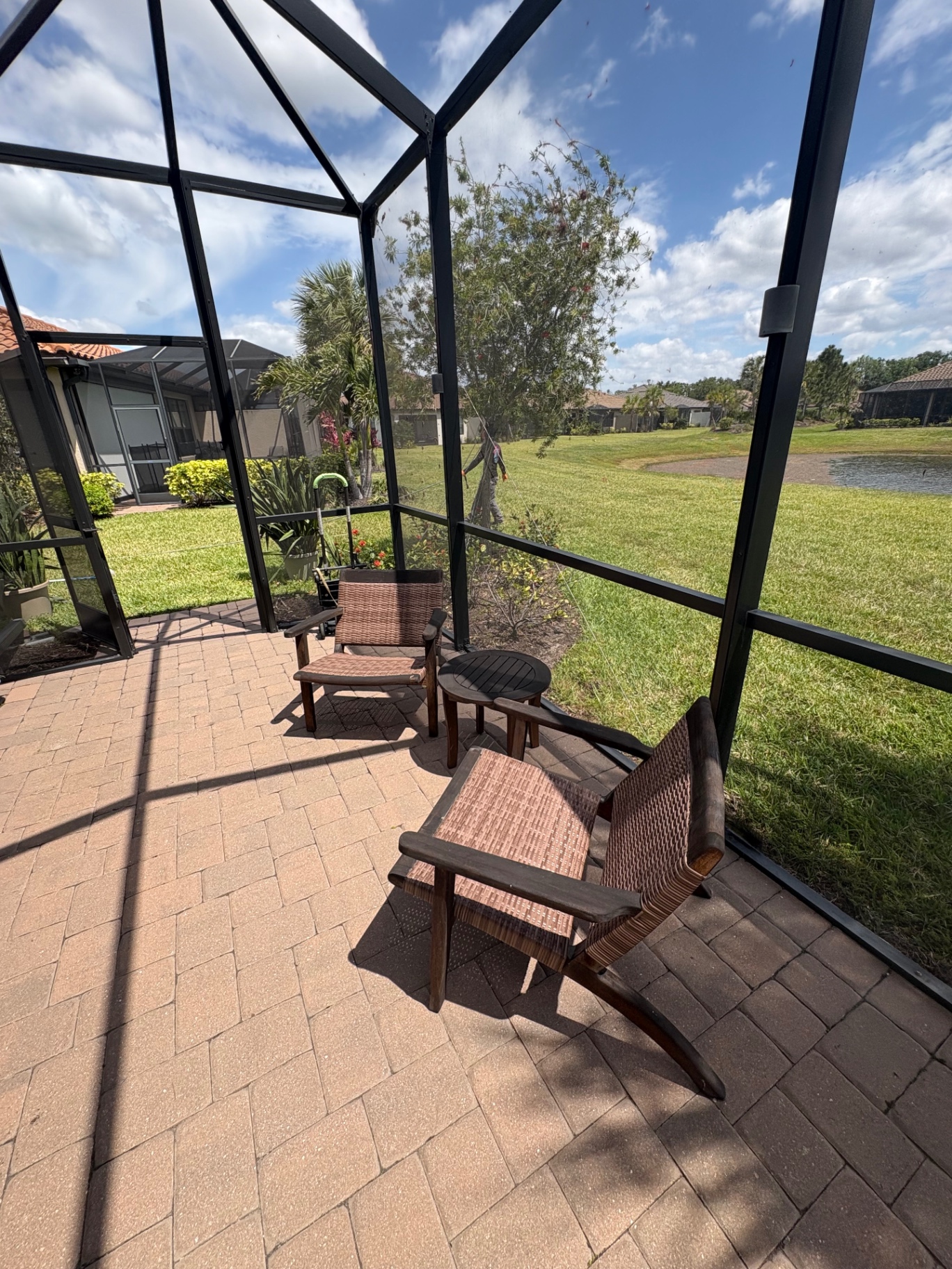 Cleaned lanai pavers at an Azario Esplanade home in Lakewood Ranch