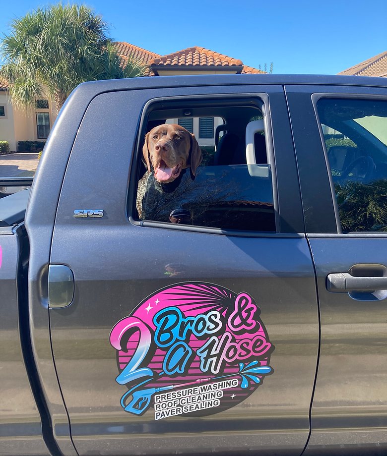 2 Bros & A Hose professional pressure washing truck in Lakewood Ranch, Florida